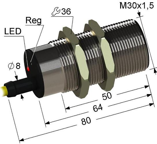 Индуктивный датчик ВБ2.30М.80.15.1.1.Z (PNP.NO)