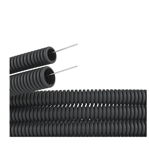 Труба гофрированная ПНД d 16 с зондом (25 м) легкая черная TDM