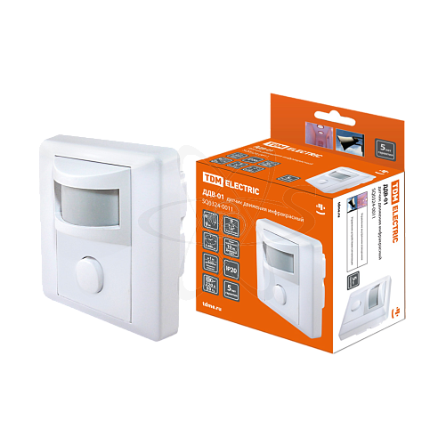 Датчик движения встраив. в стену ДДВ-01 600Вт, 5-480с, 9м, 10+Лк, 120гр, IP20, TDM