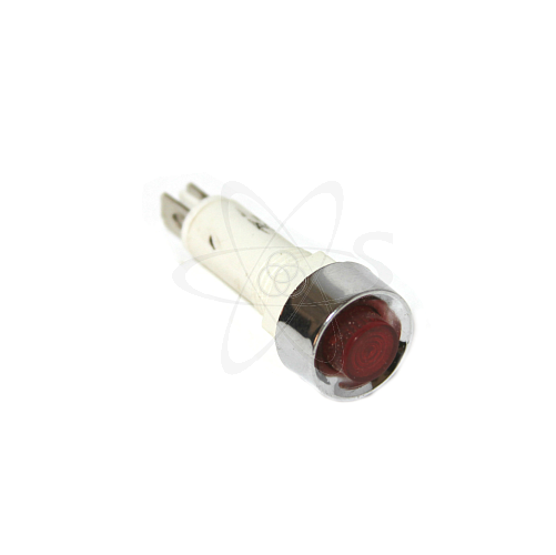 Лампа NHC диам. 9мм c металлич. ободком красная 230В