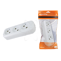 Розетка 3 гнезда 2П 10А белая