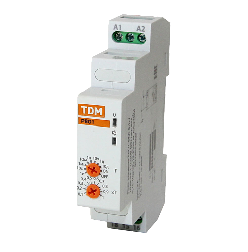 Реле времени РВО1-ВКЛ-0,1с/10дн-8А-12/230В-DIN (зад.вкл., 0,1с-10дней, 12-230В AC/DC)