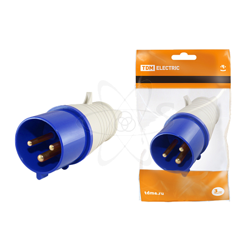 Вилка 013 2Р+РЕ 16А 220В IP44