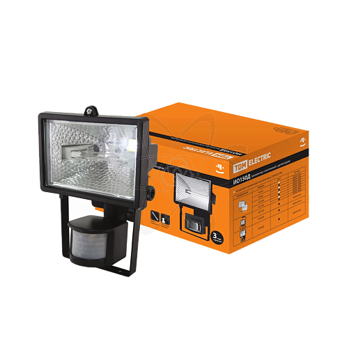 Прожектор ИО150Д(детектор) галогенный черный IP54