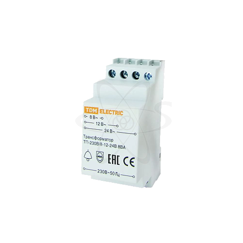 Трансформатор понижающий ТП-230В/8-12-24В  8ВА DIN-рейка TDM