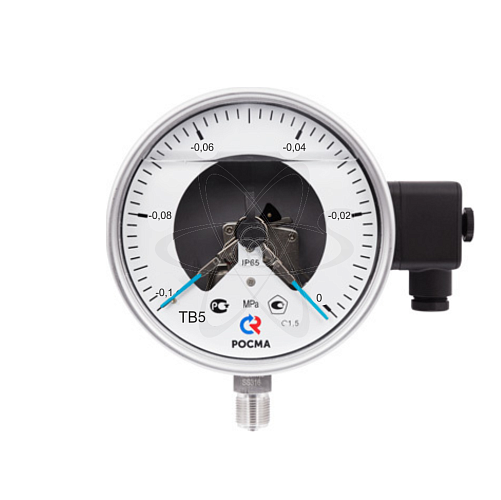 Вакуумметр электро-контакт. ТВ-521.2.5 (-0,1...0 МPа) М20х1,5.кл.1.0 с гидрозаполнением