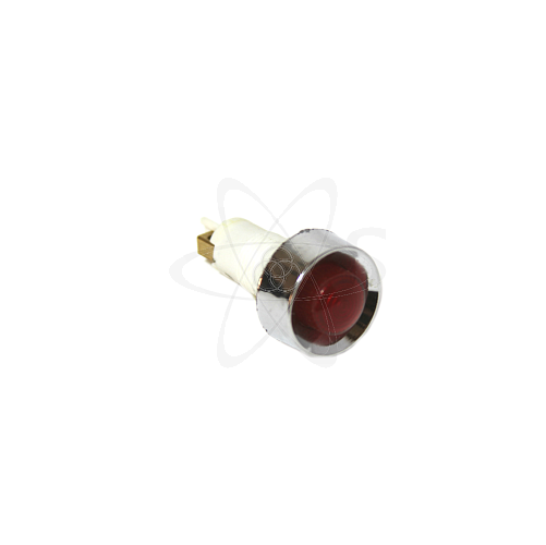 Лампа PL  диам. 12мм c металлич. ободком  красная 230В