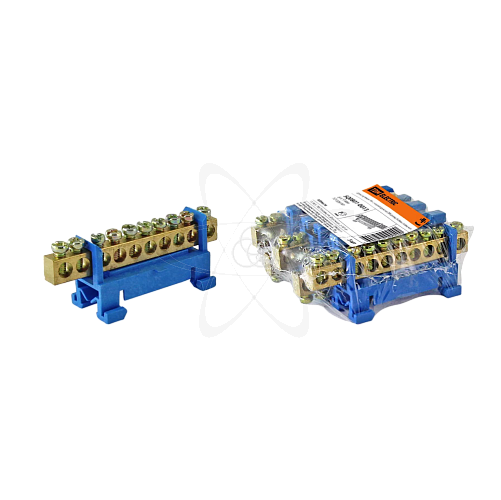 Шина "N" нулевая с изолятором на DIN-рейку 6x9мм стойка мал. 10 групп TDM