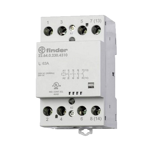 Модульный контактор; 4NO 63А; контакты AgSnO2; катушка 24В АС/DC; ширина 53.5мм; степень защиты IP20