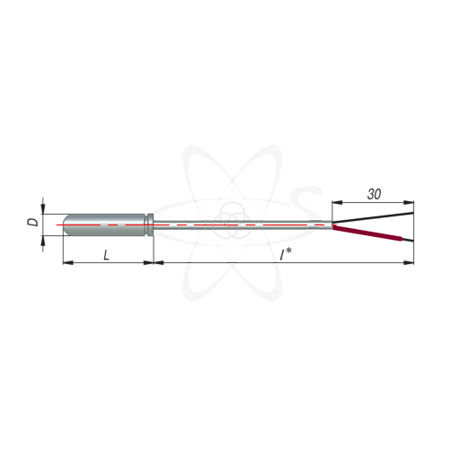 ДТПК014-00.25/2 (ТХА, L=25мм, каб. 2м, d=5мм, -40+400С)