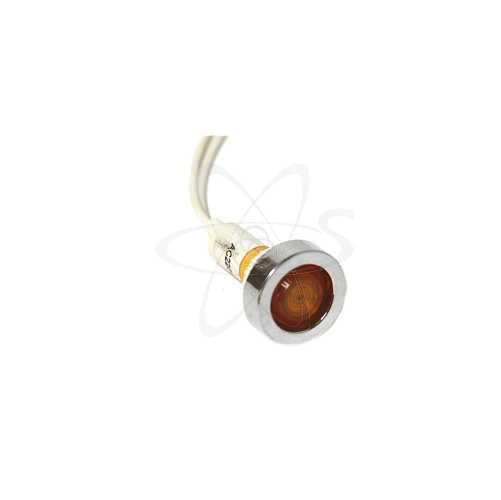 Лампа NH диам. 9мм c металлич. ободком и проводком желтая 230В