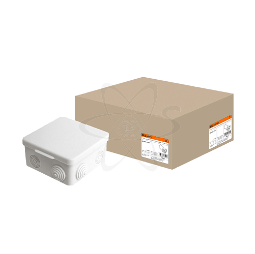 Распаячная коробка ОП 100х100х55мм, крышка, IP54, 8вх. TDM