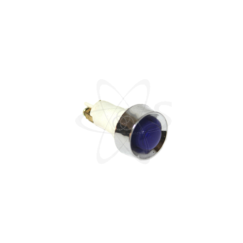 Лампа PL  диам. 12мм c металлич. ободком  синяя 230В