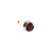 Лампа PL  диам. 12мм c металлич. ободком  красная 230В
