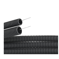 Труба ПНД гибкая гофр. д.25мм, лёгкая с протяжкой, 50м, цвет чёрный