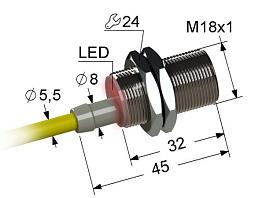 Индуктивный датчик ВБ2.18М.45.5.3.1.Z (PNP.NC)