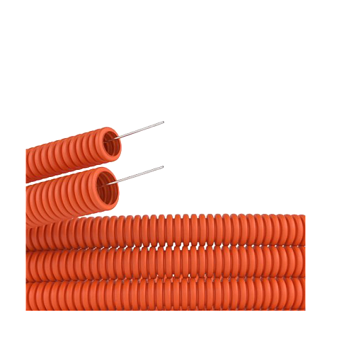 Труба ПНД гибкая  диаметр 16 мм, тяжелая с протяжкой 100м, цвет оранжевый