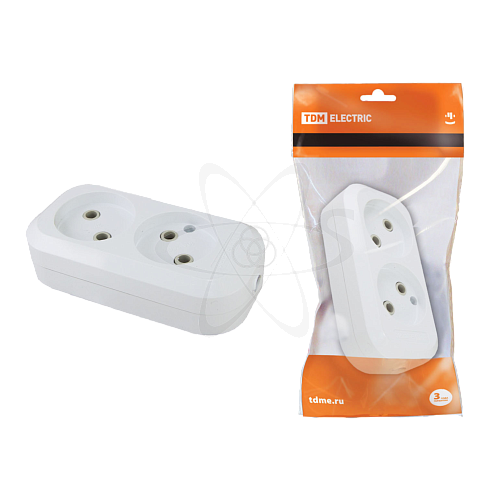 Розетка 2гнезда 2П б/з 10А белая