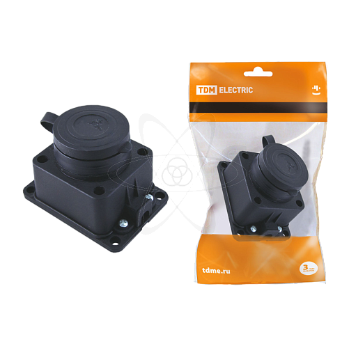 Розетка с заглушкой настенная каучук 2Р+РЕ 16А 