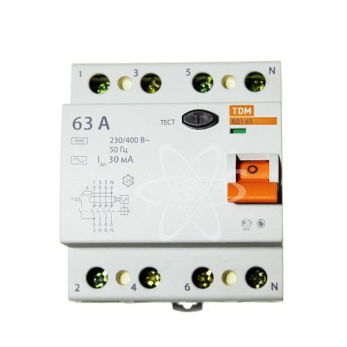 УЗО ВД1-63 4Р 63А 30мА TDM