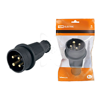 Вилка прямая каучук 3Р+РЕ 32А 380В IP44 TDM