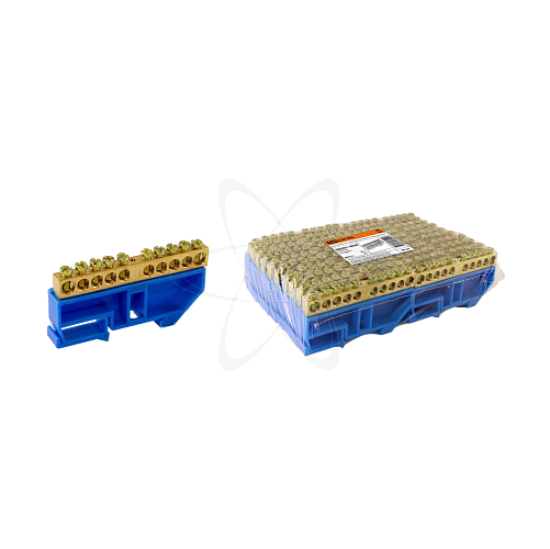 Шина "N" нулевая с изолятором на DIN-рейку 6x9мм стойка бол.10 групп 