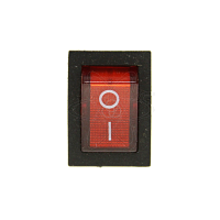 Тумблер клавишный KCD1 прямоуг. 6А 3 ножки красный