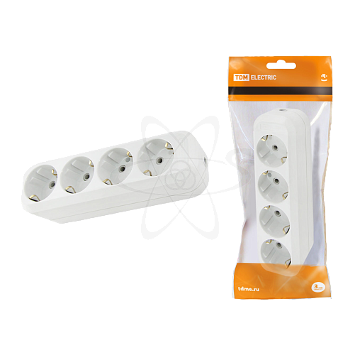 Розетка 4 гнезда 2П+З 16А белая