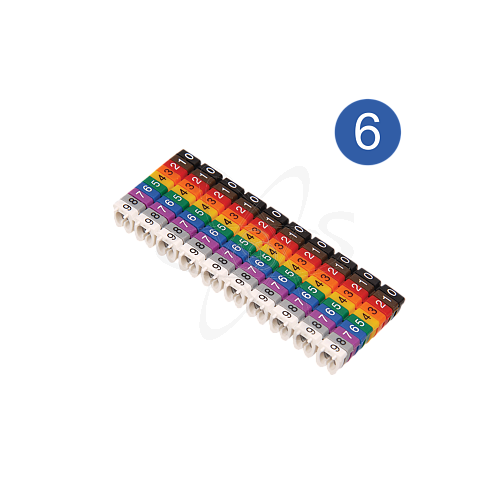 Маркер наборный - символ "6" голубой 1,5 мм2 (150 шт.) TDM