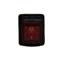 Тумблер клавишный влагозащищенный KCD2-201-NW 20А-250V красный с подсв.