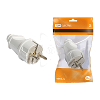 Вилка прямая с/з белая 16А