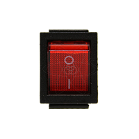 Тумблер клавишный KCD2-201-N широкий 20А-250V красный с подсв.