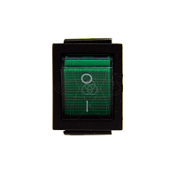 Тумблер клавишный KCD2 широкий  10А 4 ножки зеленый ИВУ