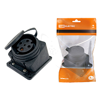 Розетка настенная с загл. наклон. каучук 3Р+РЕ 32А 380В IP44 TDM