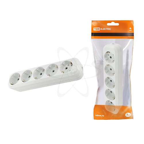 Розетка 5 гнезд 2П+З 16А белая