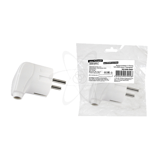 Вилка угловая с/з белая 16А 250В серии "Народная"