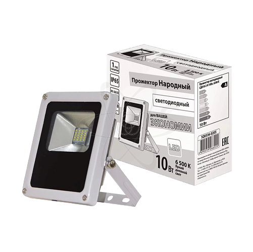 Прожектор светодиодный СДО10-2-Н 10 Вт, 6500 К, серый