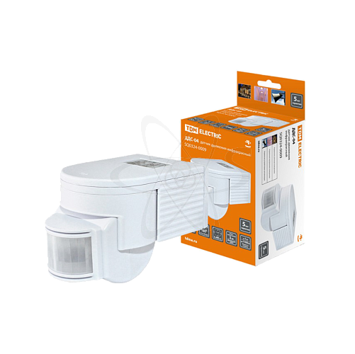 Датчик движения настенный ДДС-04 1100Вт, 5-480с, 12м, 5+Лк, 180гр, IP44, TDM