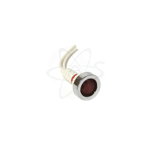 Лампа NH диам. 9мм c металлич. ободком и проводком красная 230В