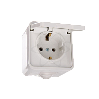 Розетка  1-местн. 16А белая с з/к б/ш с крышкой "Орель" ОУ IP44 TDM