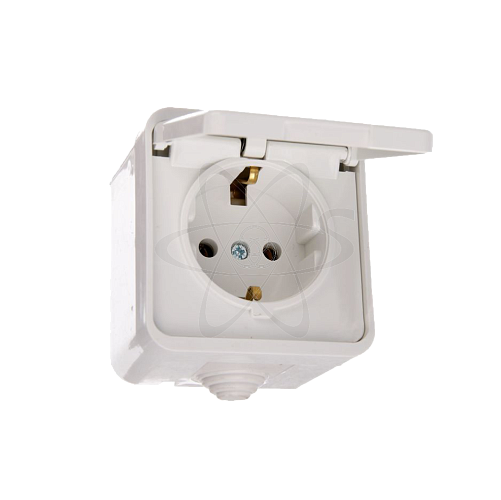 Розетка  1-местн. 16А белая с з/к б/ш с крышкой "Орель" ОУ IP44 TDM