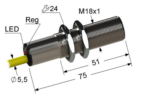 Емкостной датчик ВБ1.18М.75.5.4.1.К (NPN.NC)