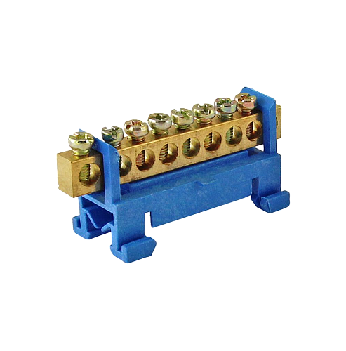 Шина "N" нулевая с изолятором на DIN-рейку 6x9мм стойка мал. 8 групп TDM