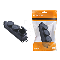 Розетка с заглушкой 3-х местн. каучук 2Р+РЕ 16А