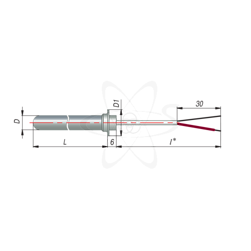 ДТПL094-00.70/1,5(ТХК, L=70мм, каб. 1,5м, d=6мм, -40+400С)
