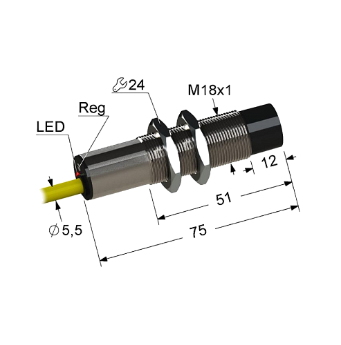 Емкостной датчик PS1-18M75-15N51-K (PNP.NO+NC)