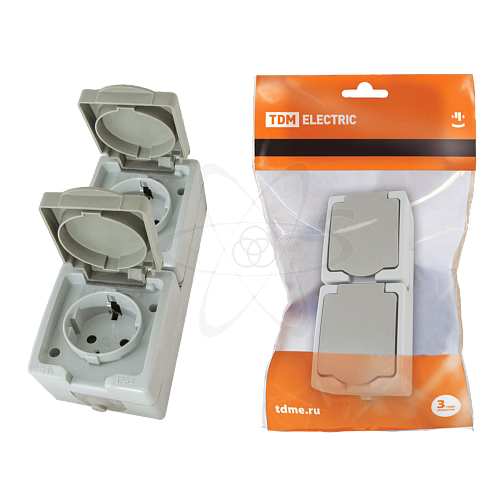 Розетка  2-местн.(вертикальная)16А открытой установки "Вуокса" TDM