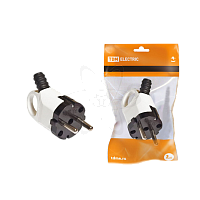 Вилка угловая с ушком з/к  белая 16А