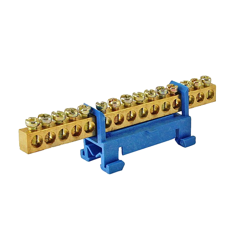 Шина "N" нулевая с изолятором на DIN-рейку 6x9мм стойка мал. 15 групп TDM