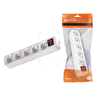 Розетка 5 гнезд с выкл. 2П+З 16А белая